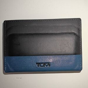Tumi Dual-Tone Black and Blue Card Holder